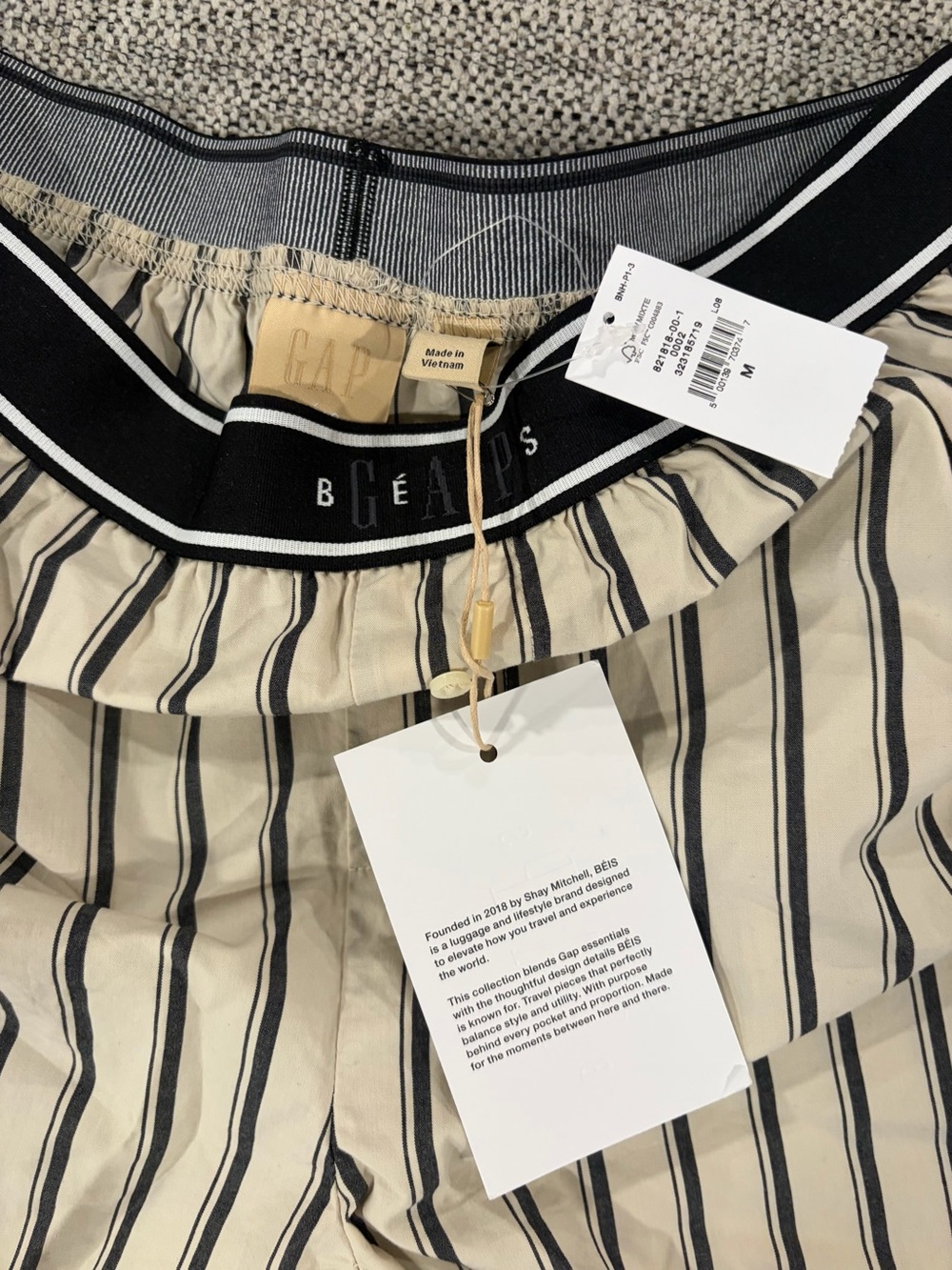 Gap x BEIS cotton poplin stripe boxer shorts NWT - Picture 5 of 7